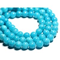 39cm 39pc env - stone beads - jade balls 10 mm turquoise blue