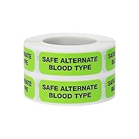 Safe Alternate Blood Type Medical Healthcare Labels, 0.5 x 1.5