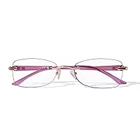 Rimless Reading Glasses for Women, Rectangle Blue Light Blocking Readers With Tinted Edge