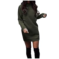Sweater Dresses for Women 2023 Trendy Fall Winter Round Neck Long Sleeve Solid Color Dress
