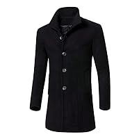 XUNRYAN Teen Boys Trench Coats Long Wool-Blend Peacoats Classic Jackets Winter Fashion Coats Outerwear with Pockets
