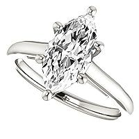 10K Solid White Gold Handmade Engagement Ring 1.0 CT Marquise Cut Moissanite Diamond Solitaire Wedding/Bridal Rings for Women/Her Propose Gift