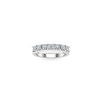 1.50 Ctw Princess Cut Simulated Diamond Band Half Eternity Engagement Ring For Womens & Girls 14K White Gold Plated