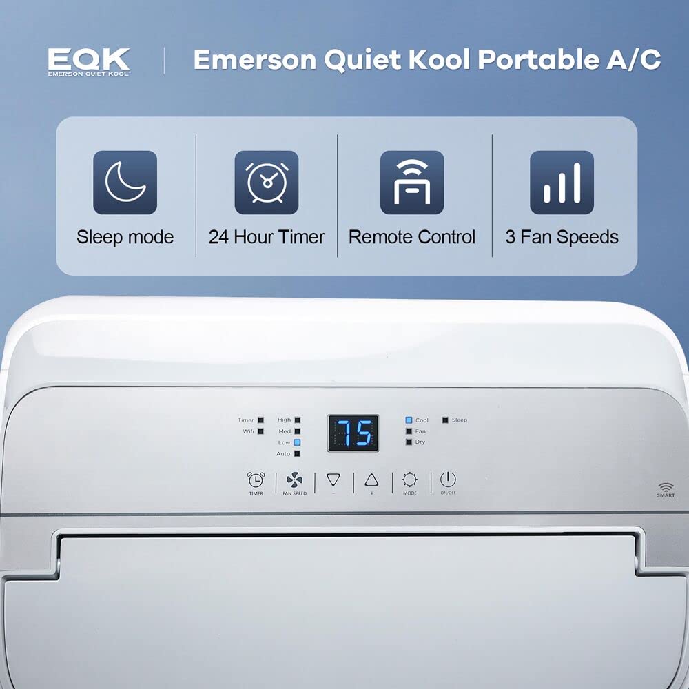 Emerson Quiet EAPH10RSC1 10000 BTU Heat/Cool Portable Air Conditioner with Wifi Controls