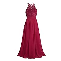 CHICTRY Kids Girls Halter Neck Chiffon Long Party Junior Wedding Evening Prom Maxi Gown Dress
