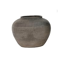 Artissance Small Charcoal/Gray Ceramic Indoor Outdoor Vintage Pottery Jar, Home and Garden Décor (Size & Color Vary)