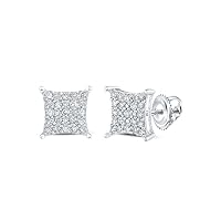 The Diamond Deal Sterling Silver Womens Round Diamond Teardrop Earrings .01 Cttw