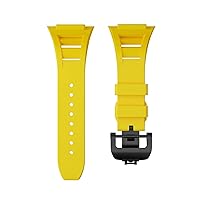 Fluorine Rubber Watch Band Silicone Strap (Color : Yellow A)