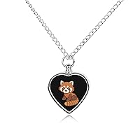 Cartoon Red Panda Urn Necklace for Ashes Personalized Pet Cremation Jewelry Heart Urn Pendant for Men Women