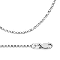 Solid 14k White Gold Necklace Rolo Cable Chain Angle Diamond Cut Link Polished Style 1.6 mm 22 inch