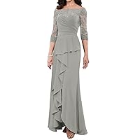 Mother of The Bride Dresses Off Shoulder - Lace Chiffon Long Wedding Guest Dresses