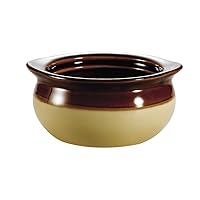 CAC China OC-12-C 12-Ounce Stoneware Round Onion Soup Crock, 5 by 2-3/8-Inch, Cream/Brown, Box of 24