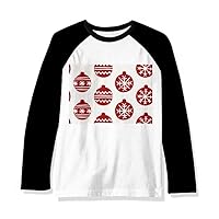 Christmas Snowflake Line Red Festival Long Sleeve Top Raglan T-Shirt Cloth