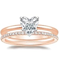 Moissanite Solitaire Engagement Ring, 2.00 CT Heart Cut, 10K Rose Gold, Wedding Ring Gift for Her