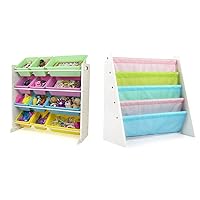 Humble Crew Kids Toy Storage Organizer with Book Rack (Pastel Collection)