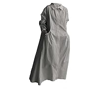 New Dress Solid Color Large Pocket Casual Dress