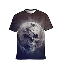 Mens Funny-Tees Cool-Graphic T-Shirt Novelty-Vintage Short-Sleeve Crazy Skull Hip Hop: Boys Lightweight Slim Top Gag Gifts