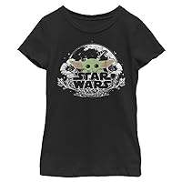 STAR WARS Mandalorian The Child Floral Girls Short Sleeve Tee Shirt