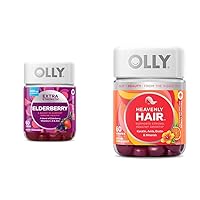 Extra Strength 450mg Elderberry Immune Gummies & Heavenly Hair Keratin Biotin Hair Gummies - 60 Count Each