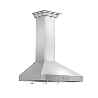 ZLINE 36 in. Convertible Vent Wall Mount Range Hood in Stainless Steel with Crown Molding (KL3CRN-36)