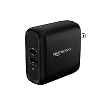 Amazon Basics 36W Two-Port USB-C Wall Charger (18W per port) with Power Delivery PD For Tablets & Phones (iPhone 15/14/13/12/11/X, iPad, Samsung, and more), non-PPS, 2.34 x 2.21 x 1.09 inches, Black