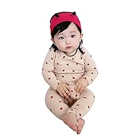 6t Boys Newborn Infant Baby Girls Boys Autumn Print Cotton Long Sleeve Long Pants Sleepwear Set (Pink, 18-24 Months)