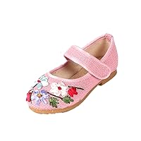 Girl's Linen Mary-Jane Shoes Kid's Cute Flat Shoe