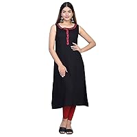 Indian Bollywood Designer Long Straight Embordered Ethnic Kurta Kurti Black Solid Dress Women Gift For Her