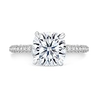 Riya Gems 2.50 CT Cushion Moissanite Engagement Ring Wedding Bridal Ring Set Solitaire Accent Halo Style 10K 14K 18K Solid Gold Sterling Silver Anniversary Promise Ring Gift for Her