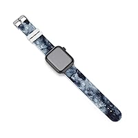 Blue Smoke Ink Marble Silicone Strap Sports Watch Bands Soft Watch Replacement Strap for Women Men