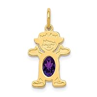 14k Gold Girl Oval Amethyst Birth Month Pendant Necklace Jewelry for Women in White Gold Yellow Gold Choice of Birth Month and 6x4mm-February