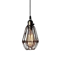 Industrial Mini Metal Pendant Light Fitting Retro Vintage Metal Cage Ceiling Hanging Light Fixture Farmhouse E27 Edison Suspension Lighting Fixture for Loft Aisle Stair Flush Mount Light