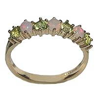 10k Yellow Gold Real Genuine Opal & Peridot Womans Eternity Ring