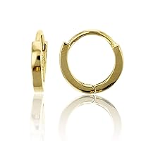 14K Yellow Solid Gold High Polished Plain Huggie Earrings | Plain Small Huggie Earrings | Various Sizes 1.20x9mm-3x11.5mm | Huggie Earrings | Solid Gold Stud Earrings for Women and Teens