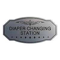 Signs ByLITA Victorian Diaper Changing Station Sign(Brushed Silver) - Medium