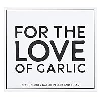 Santa Barbara Design Studio Gift Set Kitchen Essentials Tool Kit Black and White Cardboard Book Gifts, 3-Pieces, Love Garlic