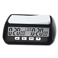 Chess Clock Timer Digital Chess Clocks Timer Count Up/down Bonus Delay Portable English Version for Chess Game, Black