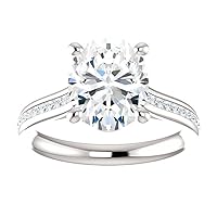Siyaa Gems 3 CT Oval Diamond Moissanite Engagement Rings Wedding Ring Eternity Band Solitaire Halo Hidden Prong Silver Jewelry Anniversary Promise Ring Gift
