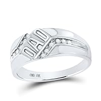 10kt White Gold Mens Round Diamond Dad Father Ring 1/8 Cttw