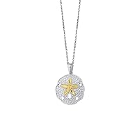 925 Sterling Silver 14k Gold Plated Gold Chain Necklace Sand Dollar Pendant Star Animal Sealife Fish 18 Inch Jewelry for Women