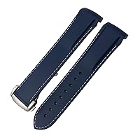 HAZELS Rubber Silicone Watchband 19mm 20mm 21mm 22mm for Seiko SKX Waterproof Sport Watch Strap (Color : Blue White, Size : 21mm)