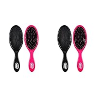 Wet Brush Original Detangler Hair Brush - Pink and Black (Pack of 4) - Exclusive Ultra-soft IntelliFlex Bristles - Glide Through Tangles With Ease For All Hair Types - For Women, Men, Wet