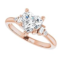 18K Solid Rose Gold Handmade Engagement Ring 1.00 CT Heart Cut Moissanite Diamond Solitaire Wedding/Bridal Ring for Women/Her Gorgeous Ring