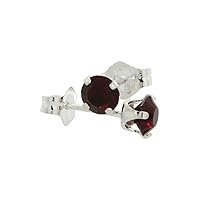 Sterling Silver 4mm Round Birthstone Crystal Stud Earrings with Swarovski Crystals 1/2 ct total