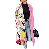Autumn Women' Coats and Jackets Women Color Checkered Printed Long Sleeve s8 M