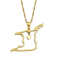 Outline Heart Trinidad Tobago Map Pendant Necklace - Men Women Charm Ethnic Hip Hop Country Necklace Jewelry Clavic