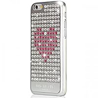 Case with Swarovski Crystals for iPhone 6 - Retail Packaging - Metallic Silver with Pink Heart