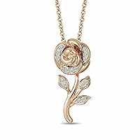 Rounc Cut White Simulated Diamond Belle Rose Pendant in 14k Rose Gold Plated 925 Sterling Silver Gift for Her
