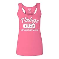 0267. Cool Funny 50th Birthday Gift Vintage Since 1974 Years Old Women's Tank Top Racerback
