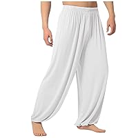 Mens Wide Leg Yoga Pants Elastic Waist Sweatpants Stretch Workout Legging Dance Pants Loose Casual Tapered Trousers